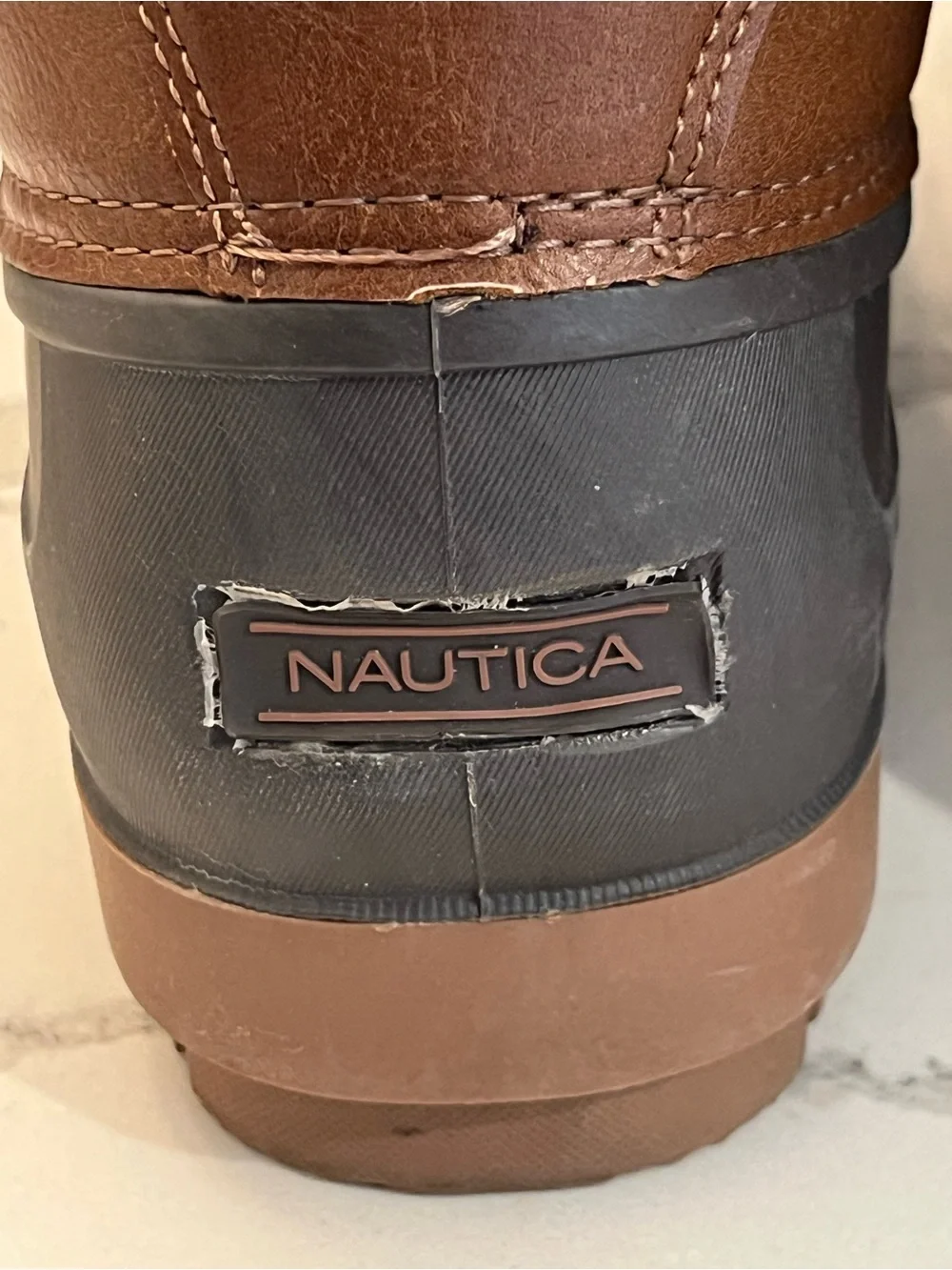 Nautica Brown Waterproof Duck Boots with Faux Shearling Men’s Size 10